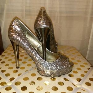 Glittery high heel shoes